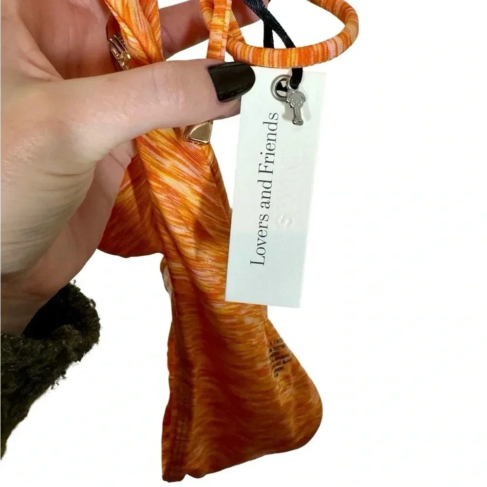 NWT Lovers + Friends Lucky Top (L) & Bottom (M) Bikini Orange Space Dye Revolve